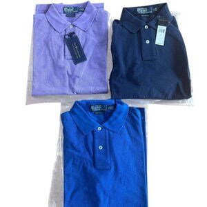 Polo Ralph Lauren Logo-Less Collared Shirts Bundle of Three Blue Purple NEW